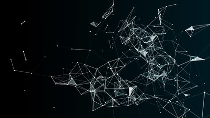 Poster - abstract polygonal space background with connecting dots and lines .concept of network. 3d rendering