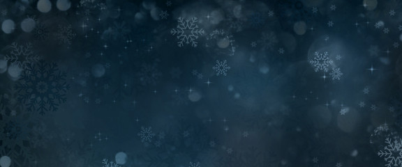 Wall Mural - Dark blue winter background with snow flakes