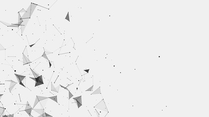 Abstract background consisting of triangles in space. Polygonal white background. Plexus effect. 3d rendering.
