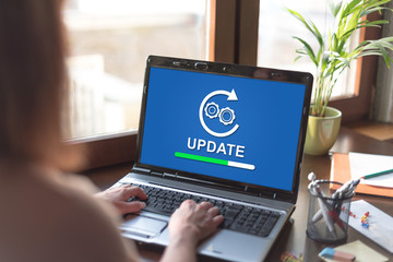 Update concept on a laptop screen
