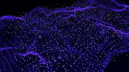 Wall Mural - abstract polygonal space. network connection structure. dark background with connecting dots and lin