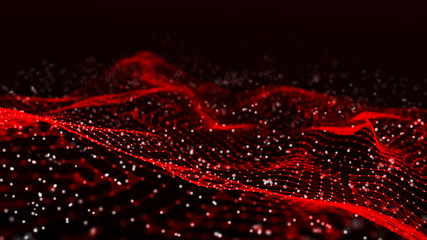 Wall Mural - Abstract polygonal space. Network connection structure. Dark background with connecting dots and lines. Big data digital background. 3d rendering.