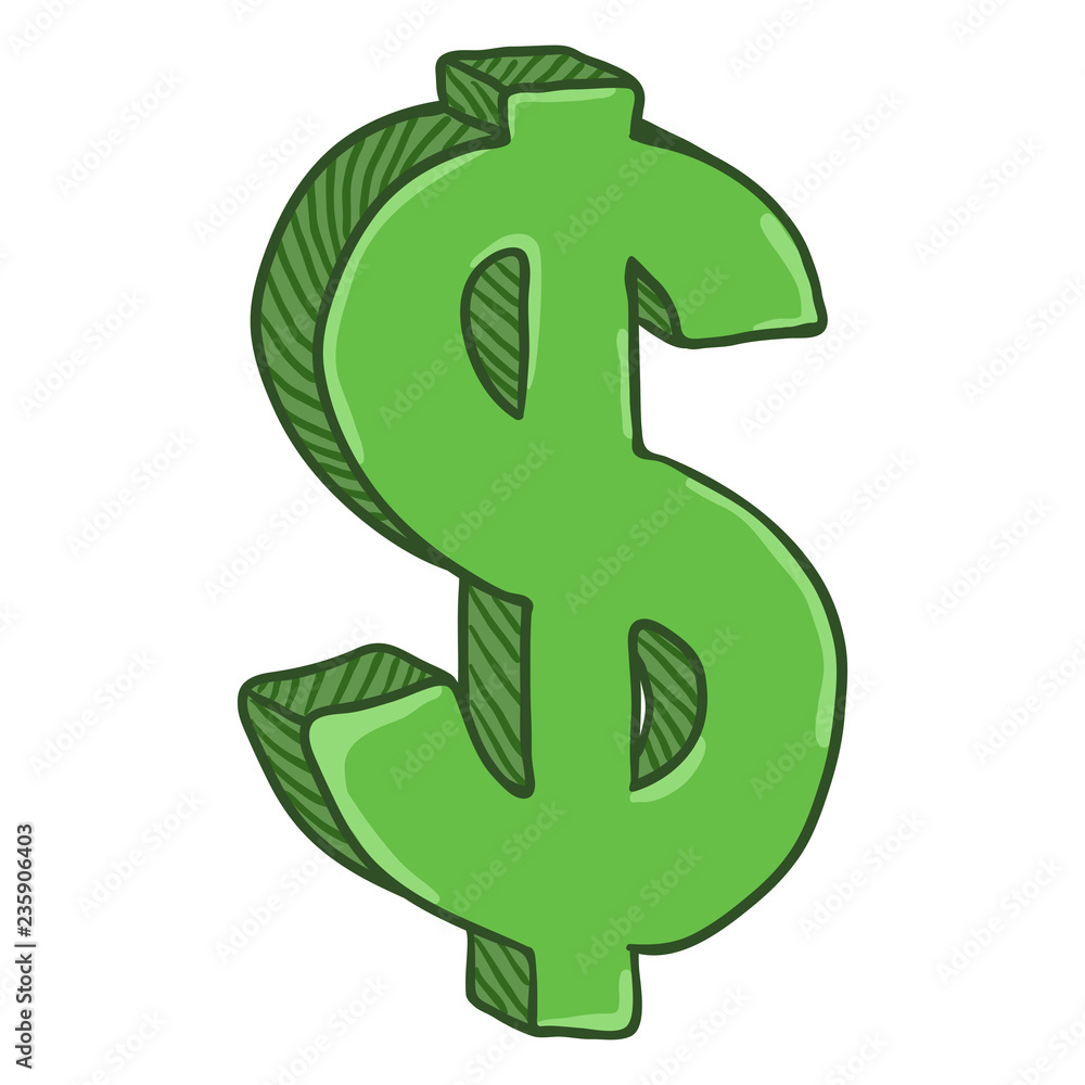Vector Cartoon Green Currency Sign. US Dollar Sign. 素材庫向量圖| Adobe Stock