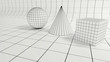 © patila - 3d render - Low polygonal geometric forms on quadratic backdrop