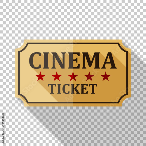 Fotografie, Obraz Cinema ticket icon in flat style with long shadow on transparent background