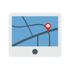 Fototapete - gps icon and map with marker. Vector Eps 10