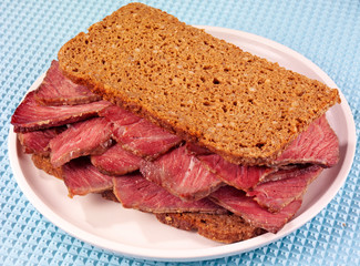 Canvas Print - SALT BEEF SANDWICH ON RYE BREAD