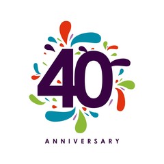 40 Year Anniversary Vector Template Design Illustration