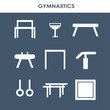 © Ксения Хомякова - Line icon set with artistic gymnastics equipment