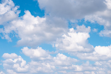 The blue sky with moving white clouds. The sky is a beautiful color shade suitable for use as a background image.