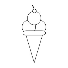 Sticker - Ice cream cone with three scoops black and white