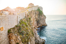 Dubrovnik, Croatia View From City Walls Overlooking Walls And Sea With Cliffs During The Day, Dubrovnik