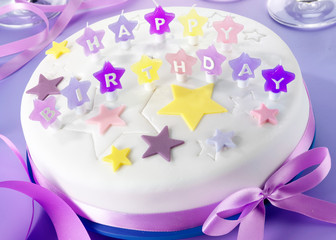 Sticker - ICED HAPPY BIRTHDAY CAKE ON LILAC