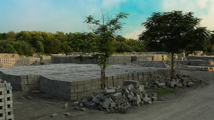Cement Brick on construction site.