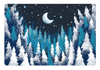 religious winter scene - traditional scene - illustration for children