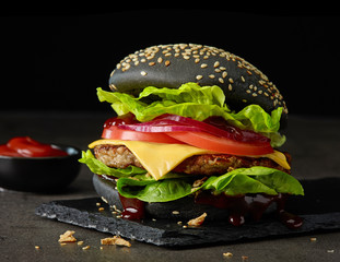 fresh tasty black burger