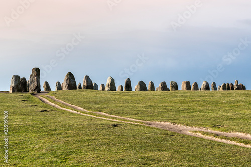 Fotografie, Obraz Ales stones, imposing megalithic monument in Skane, Sweden