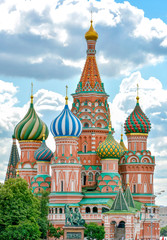 Cathedral of St. Basil the Blessed in Moscow with its characteristic architecture with colorful domes and facade