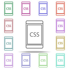 mobile phone CSS icon. Elements of online and web filled in multi color style icons. Simple icon for websites, web design, mobile app, info graphics