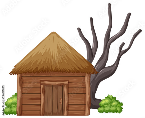 Isolated wooden hut on white background Tableau sur Toile