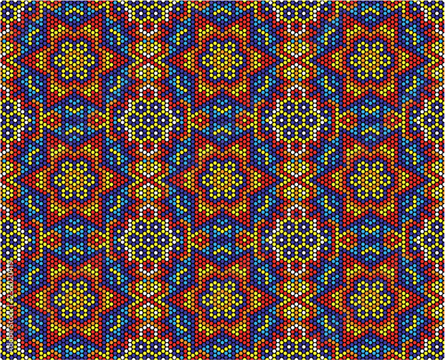 Photographie abstract seamless pattern of mexican huichol art style