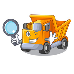 Wall Mural - Detective cartoon truck transportation on the road