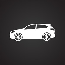 Car Icon On Black Background For Graphic And Web Design, Modern Simple Vector Sign. Internet Concept. Trendy Symbol For Website Design Web Button Or Mobile App.