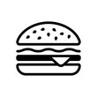 Hamburger icon. Fast food. Linear outline symbol. Black icon on