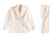 classic demi-season women's suit with trousers on white background