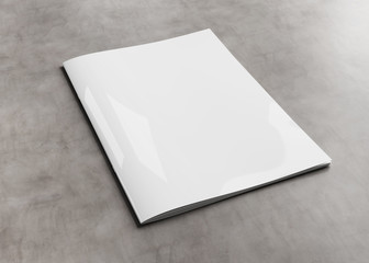 Wall Mural - white magazine cover mockup on concrete 3d rendering
