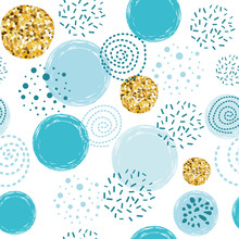 Seamless Dotted Pattern With Blue Hand Drawn Circle Element Boy Baby Shower Background Christmas Wrap