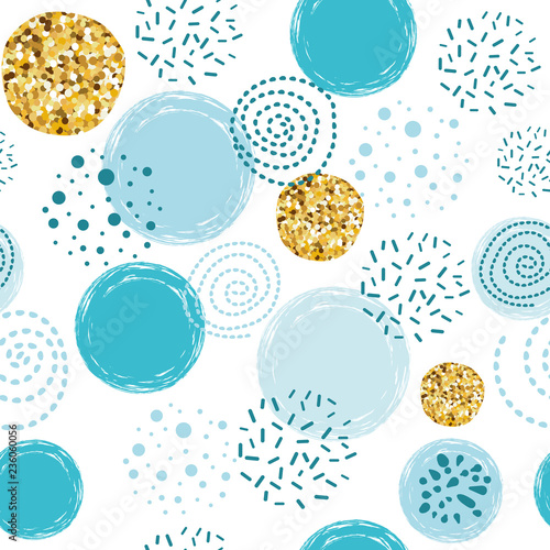 Seamless Dotted Pattern With Blue Hand Drawn Circle Element Boy