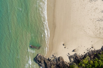 Wall Mural - Aerial view of Daintree region beach. This stretch of coastline in Far North Queensland is where the rainforest meets the beach