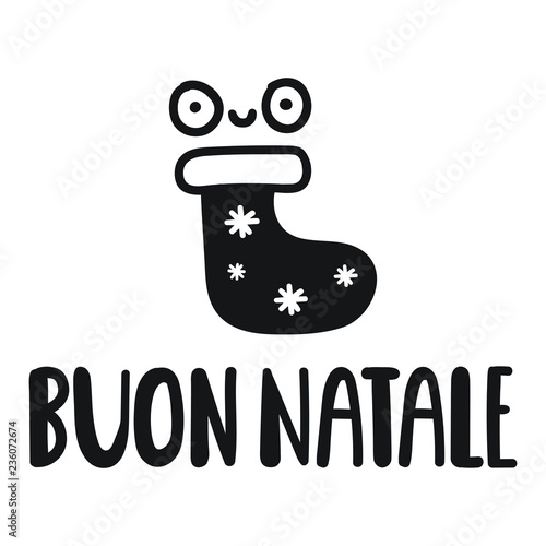 Stickers Natale.Buon Natale Merry Christmas In Italian Vector Lettering Phrase Illustration For Greeting Card Stickers T Shirt Posters Flyers Design Buy This Stock Vector And Explore Similar Vectors At Adobe Stock