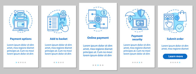 Online shopping onboarding mobile app page screen with linear co