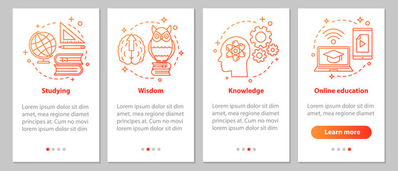 Gaining knowledge onboarding mobile app page screen with linear 