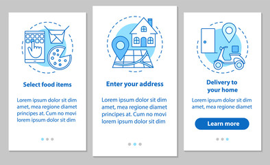 Wall Mural - food delivery onboarding mobile app page screen with linear conc