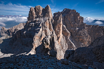 Wall Mural - mountaineers equipped face the 