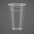 © ST-studio - Empty transparent plastic takeaway cup isolated on transparency grid background, 3d vector illustration.