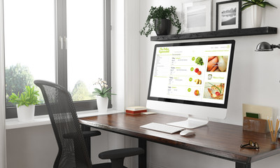 black and white online supermarket computer on desktop