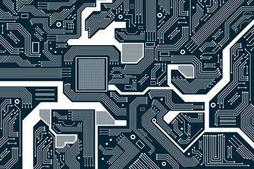 Wall Mural - High tech electronic circuit board vector background.