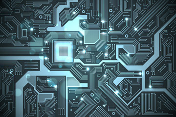 High tech electronic circuit board vector background.