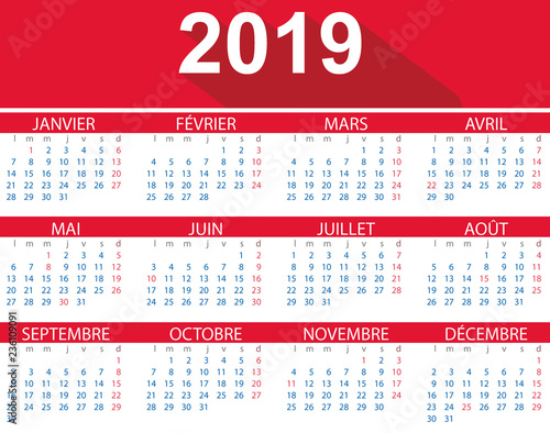 Calendario francés 2019 a color para imprimir: la imagen perfecta Calendario francés 2019 a color para imprimir: la imagen perfecta