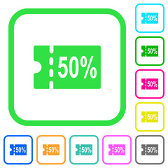 Poster - 50 percent discount coupon vivid colored flat icons