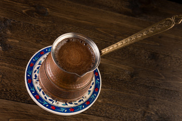 Coffee Pot and Coffee on wooden table