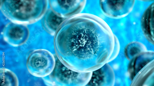Cell abstract concept. Microorganisms under microscope Poster Mural XXL