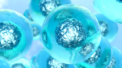 Wall Mural - abstract blue cell concept. organic life under microscope