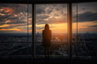 © nuttawutnuy - Rear view of Traveler woman looking Tokyo Skyline and view of skyscrapers on the observation deck at sunset in Japan.