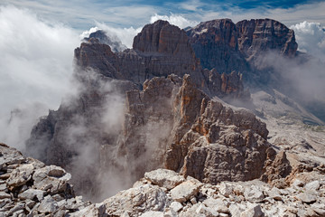 Wall Mural - mountaineers equipped face the 