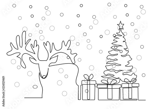 Continuous Line Drawing Of Santa Claus Sitting On A Sleigh